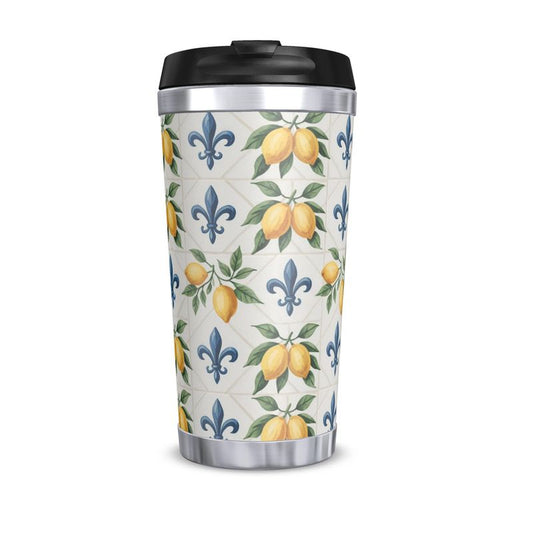 Citrus Delight Travel Mug - Designer Mediterranean Print