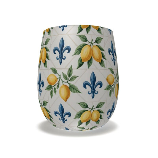 Citrus Summer Vibes Crystal Glass - Handblown Mediterranean Lemon Design