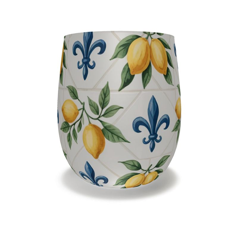 Citrus Summer Vibes Crystal Glass - Handblown Mediterranean Lemon Design