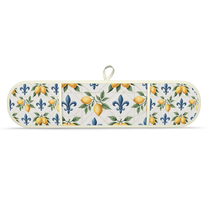 Lemon Kitchen Oven Mitts Set for Double Oven - Mediterranean Style