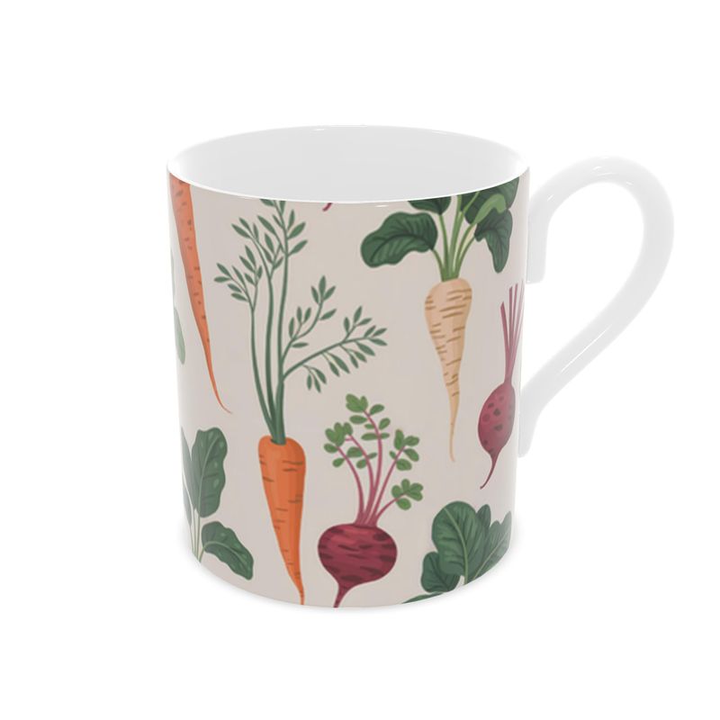 Colorful Garden Veg Pattern Delicate Bone China Mug
