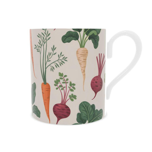 Colorful Garden Veg Pattern Delicate Bone China Mug