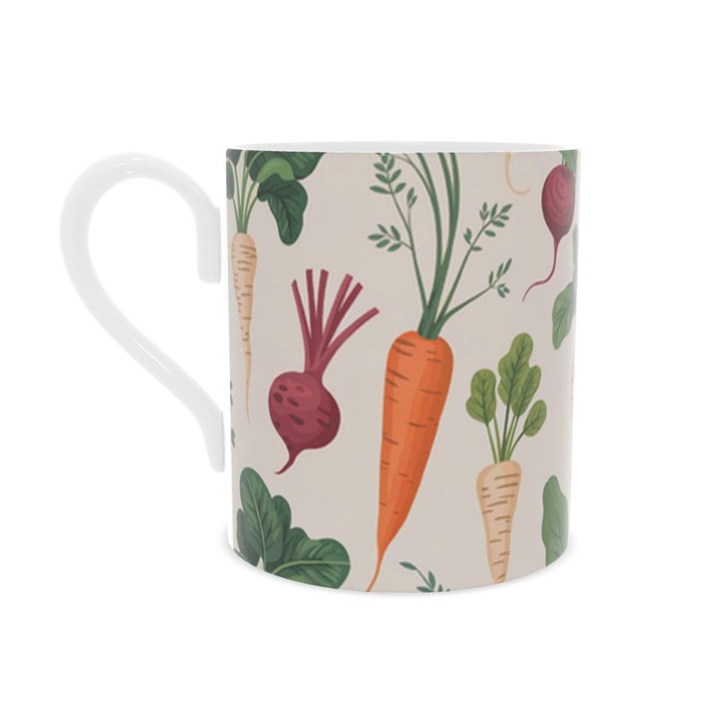 Colorful Garden Veg Pattern Delicate Bone China Mug