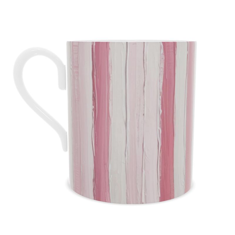 Luxury Monaco Pink Stripes Fine Bone China Coffee Mug