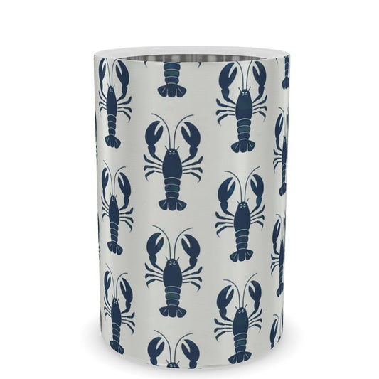 Beach House Wine Cooler with Lobster Motif - Rustic Coastal Barware
