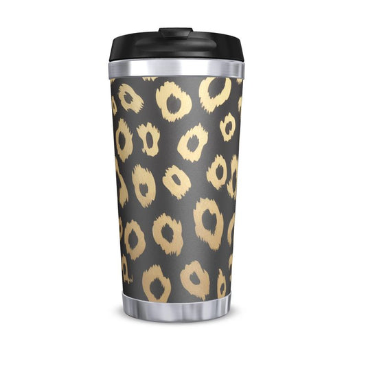 Chic Leopard Print Travel Mug | Fashionable Designer Coffee Cup