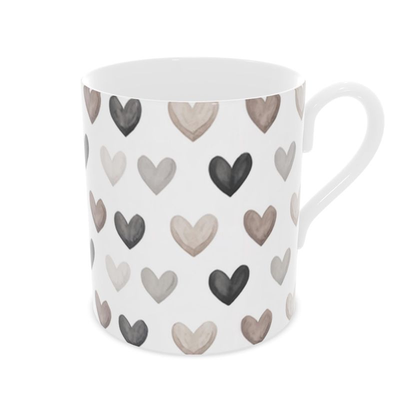 Elegant Designer Fine Bone China Mug in Taupe and Grey