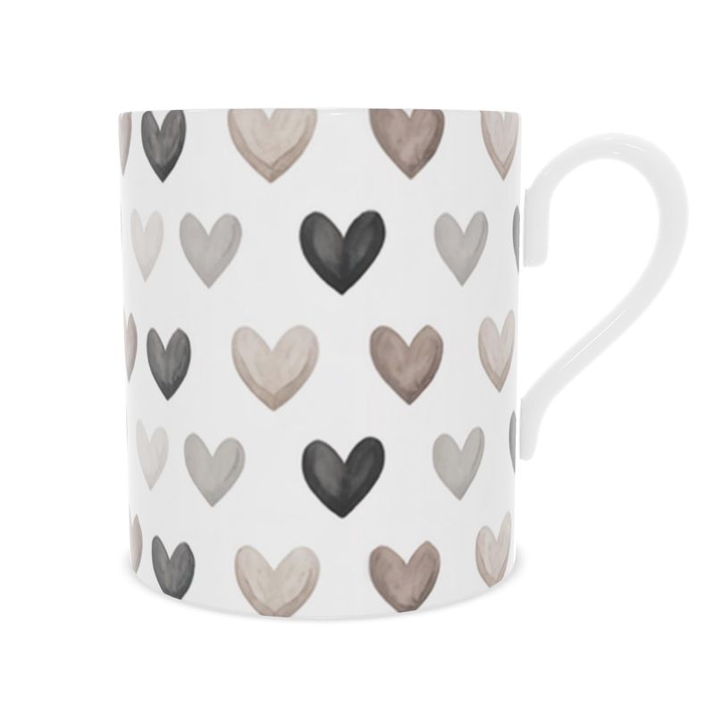 Elegant Designer Fine Bone China Mug in Taupe and Grey