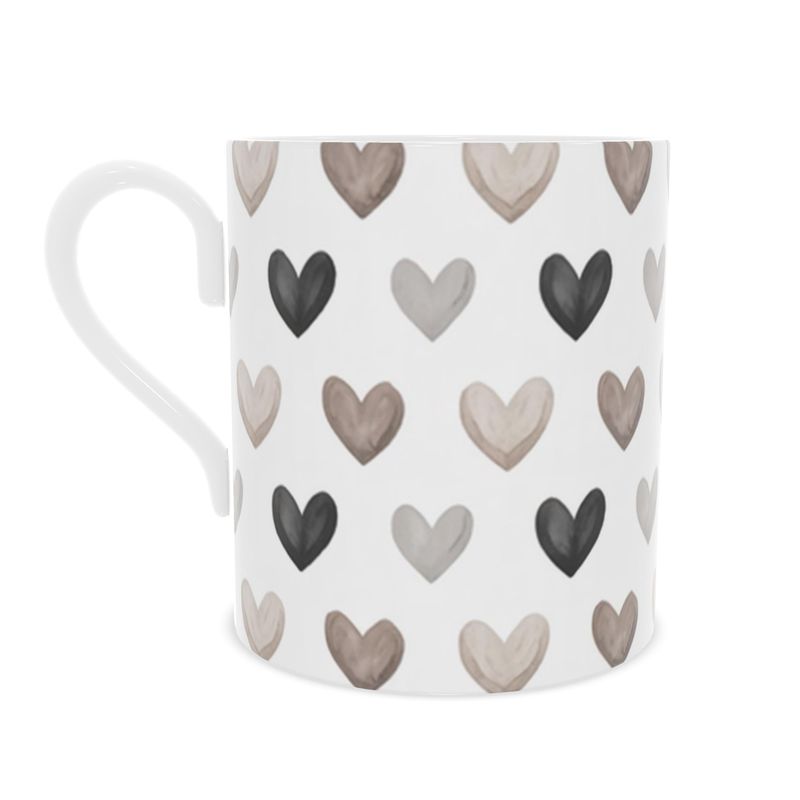 Elegant Designer Fine Bone China Mug in Taupe and Grey