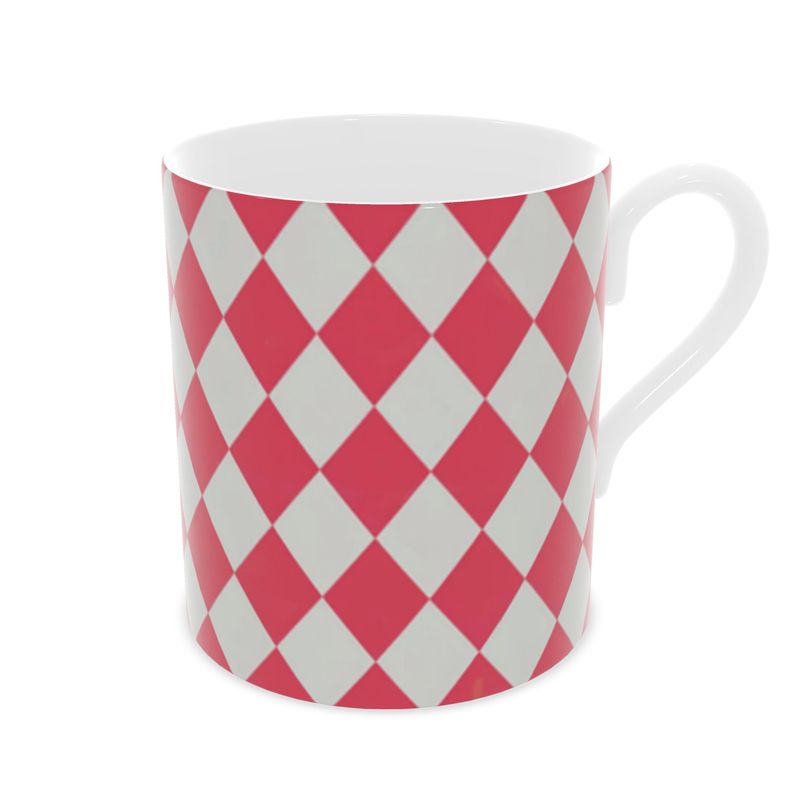 Modern Designer Red Harlequin Fine Bone China Mug