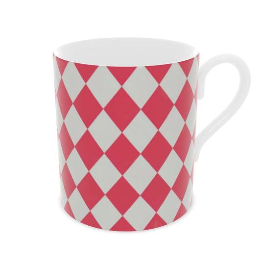 Modern Designer Red Harlequin Fine Bone China Mug