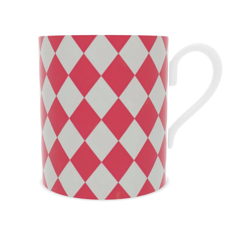Modern Designer Red Harlequin Fine Bone China Mug