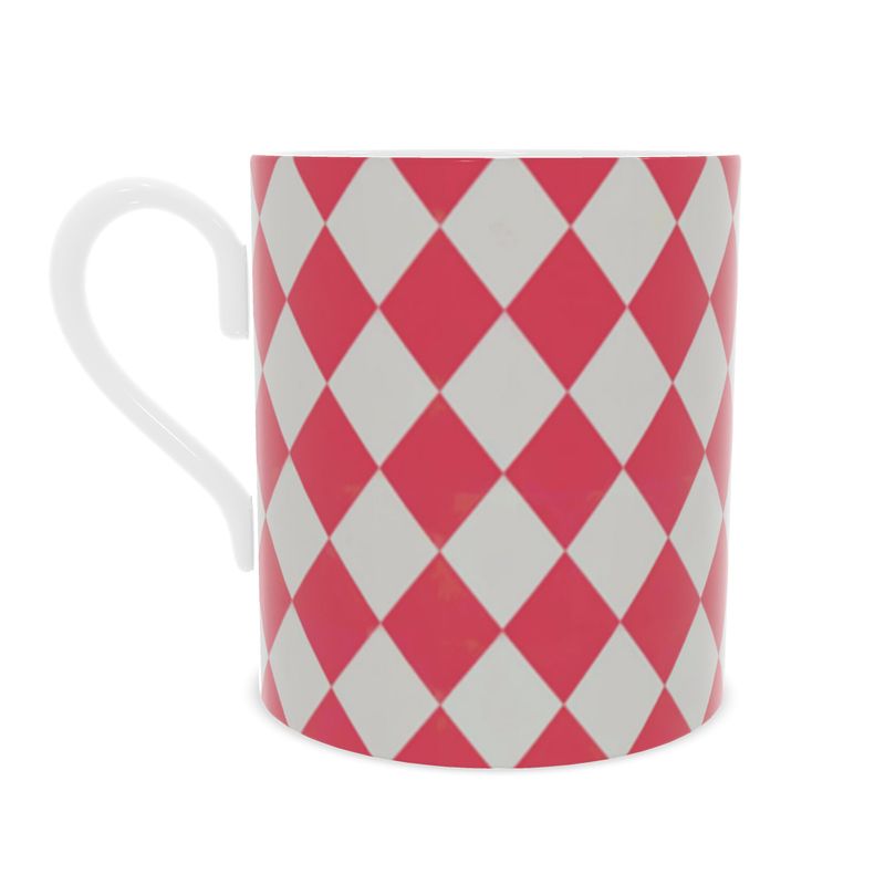 Modern Designer Red Harlequin Fine Bone China Mug