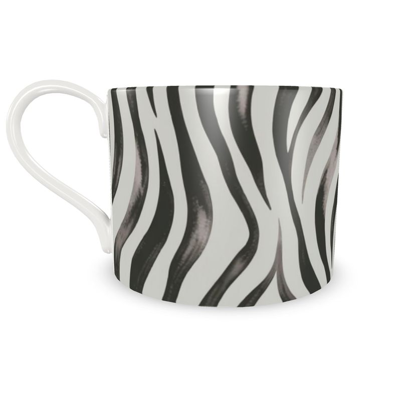 Safari Zebra Coffee Cup & Saucer - Elegant Fine Bone China