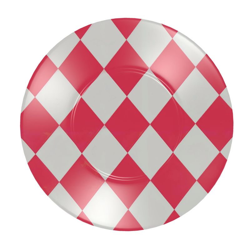 Vintage-Inspired Red Harlequin Coffee Cup - Fine Bone China