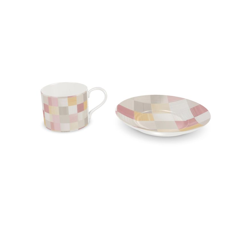 Luxurious Monaco Pink Patchwork Coffee Cup  - Fine Bone China