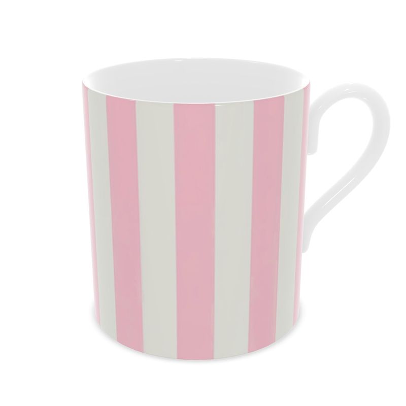 Pink and White Stripes Fine Bone China Mug