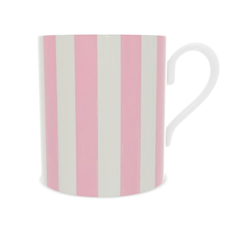 Pink and White Stripes Fine Bone China Mug