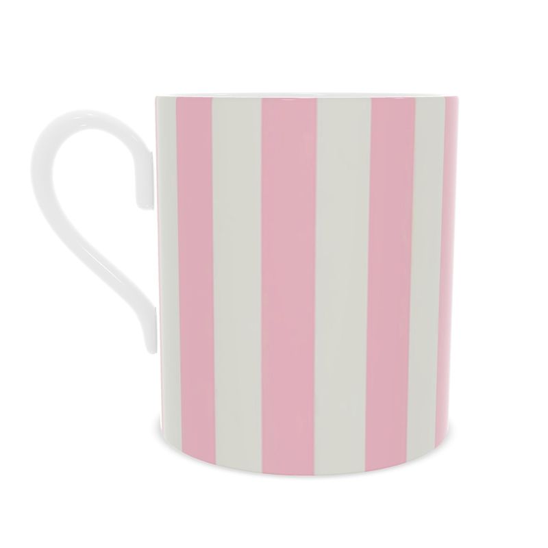 Pink and White Stripes Fine Bone China Mug