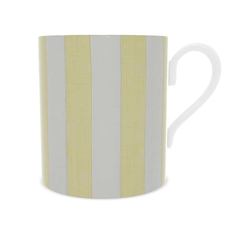 Chic Yellow and White Striped Mug - Elegant Fine Bone China Cup