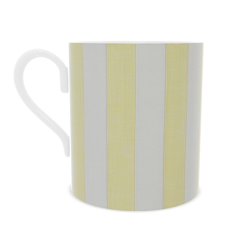 Chic Yellow and White Striped Mug - Elegant Fine Bone China Cup