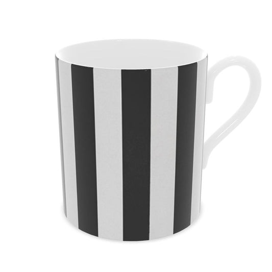 Modern Monochrome Fine Bone China Mug with Stripes Pattern