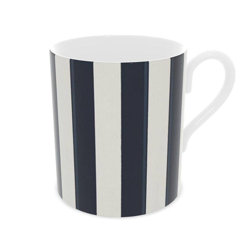 Elegant Ink Blue Stripes Fine Bone China Mug