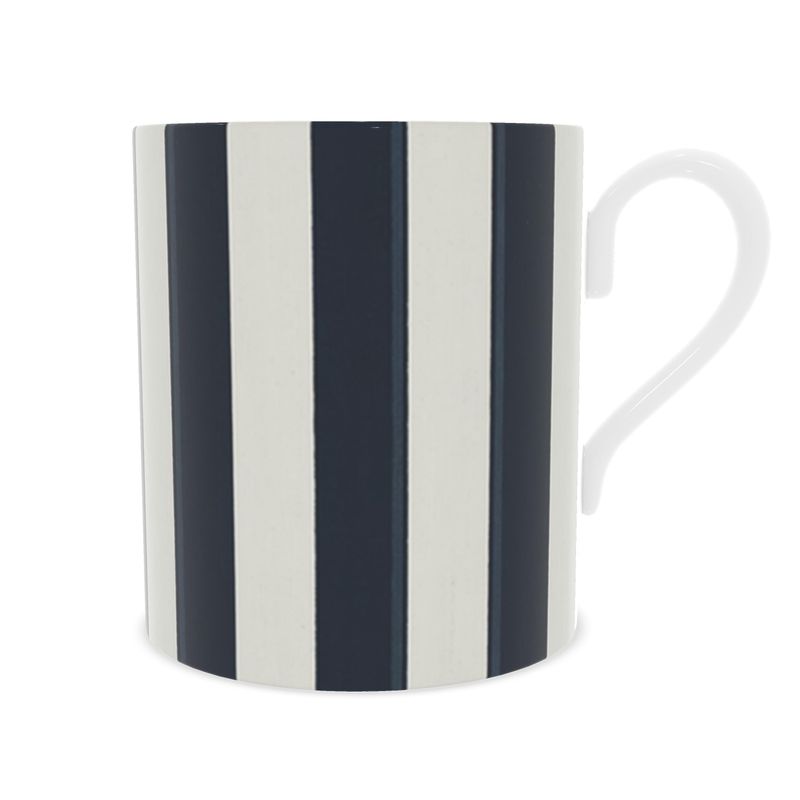 Elegant Ink Blue Stripes Fine Bone China Mug
