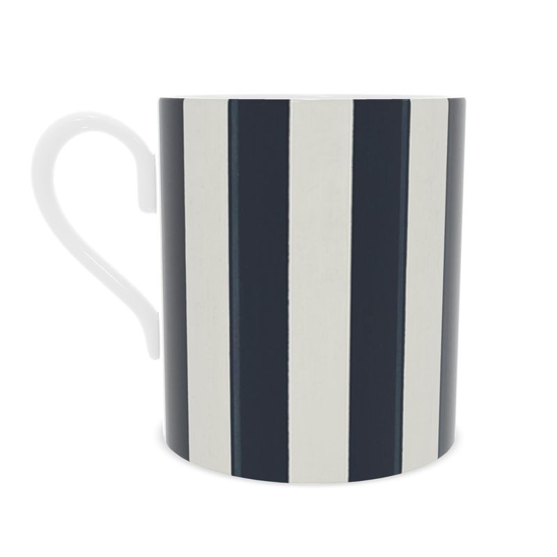Elegant Ink Blue Stripes Fine Bone China Mug