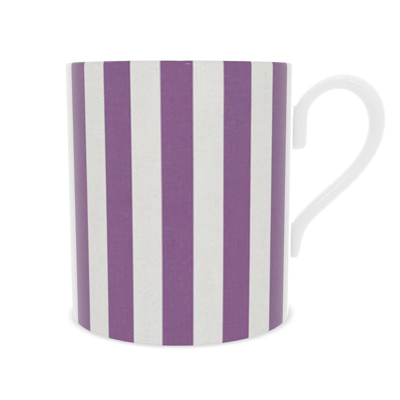Stylish Fine Bone China Mug with Purple Stripes