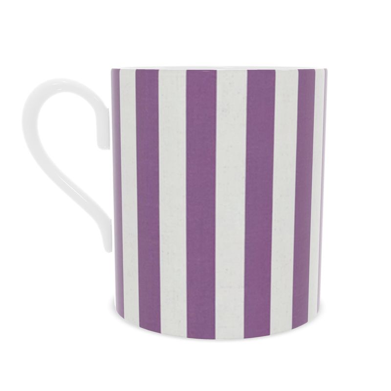 Stylish Fine Bone China Mug with Purple Stripes