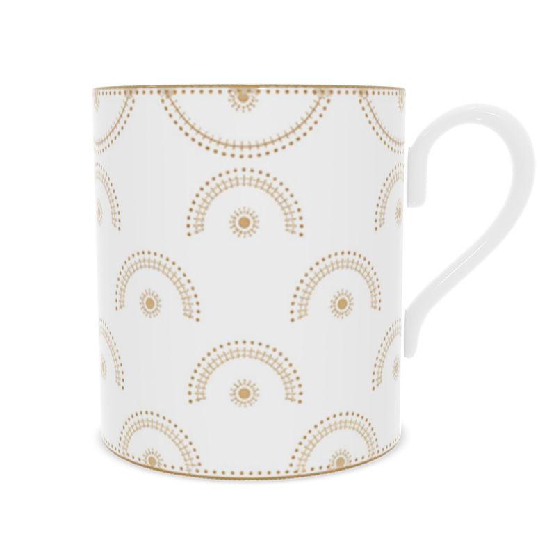 Golden Monaco Bone China Mug - Delicate Tea Cup with Fine Details