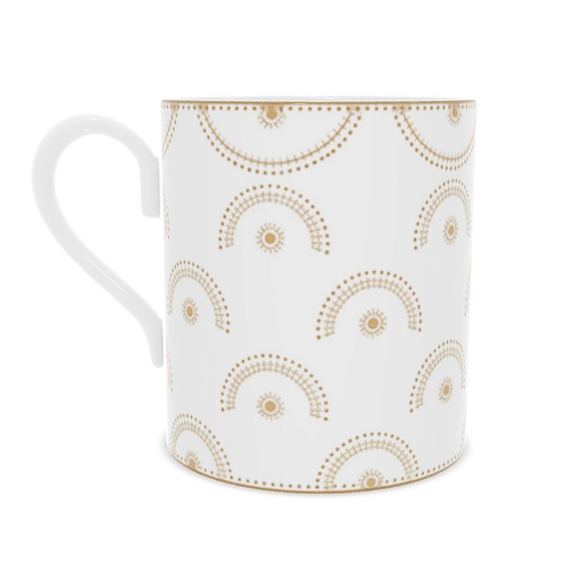 Golden Monaco Bone China Mug - Delicate Tea Cup with Fine Details
