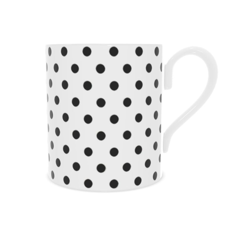 Modern Black and White Spots Fine Bone China Mug
