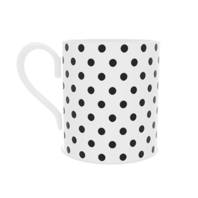 Modern Black and White Spots Fine Bone China Mug