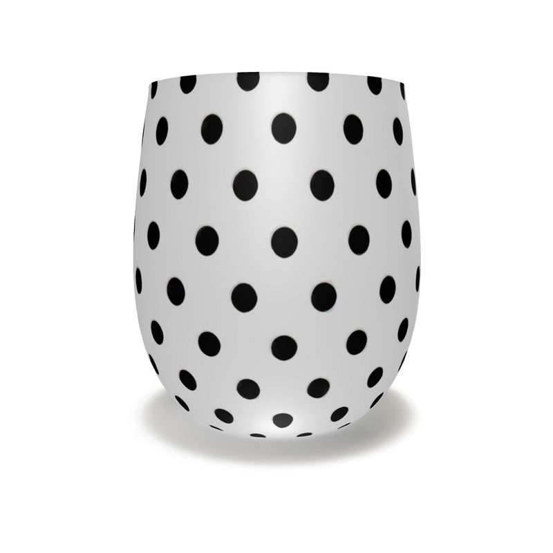 Handcrafted Black and White Spots Water Glass - Modern Drinkware