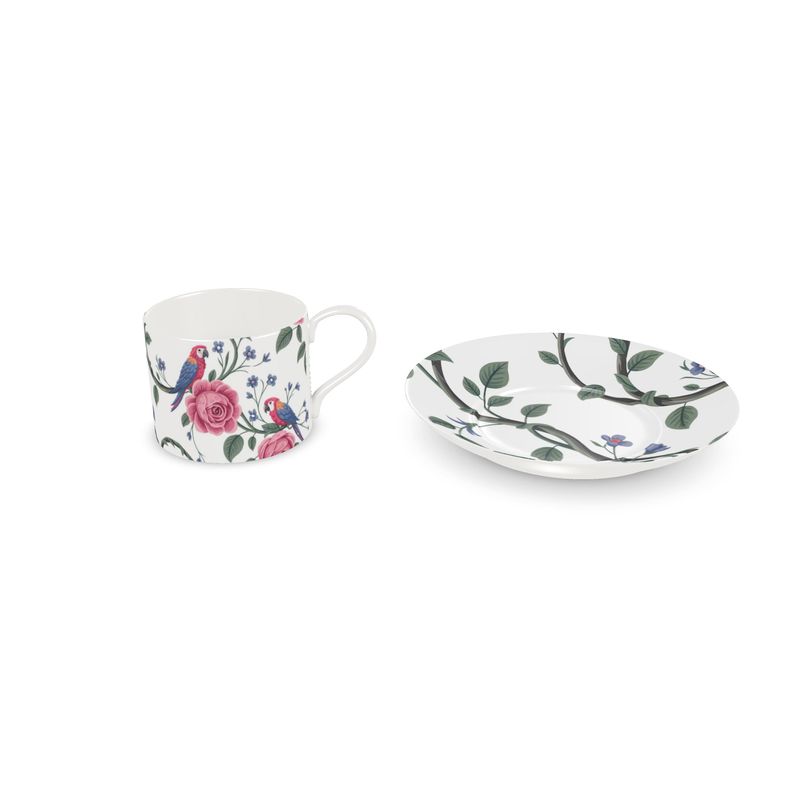 Elegant Exotic Bird and Flower Fine Bone China Coffee Mug - Unique Home Decor