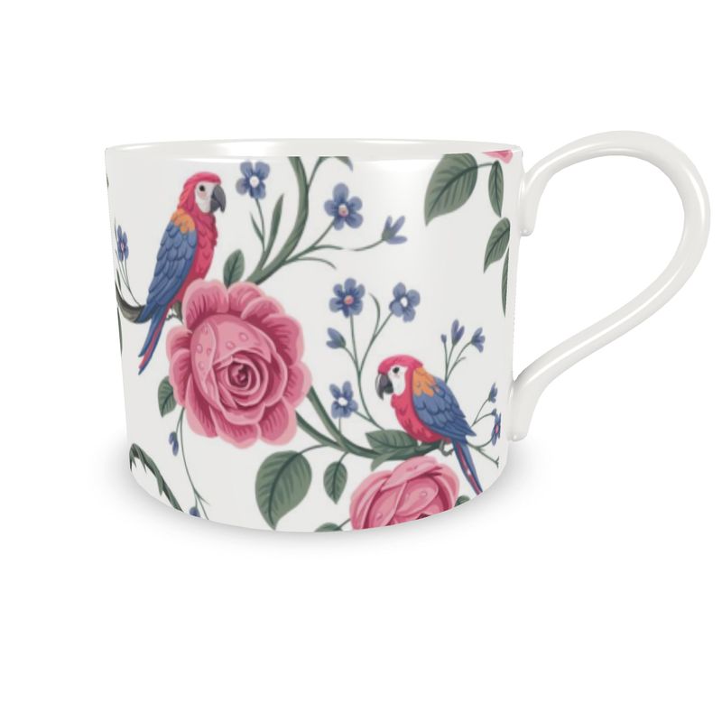 Elegant Exotic Bird and Flower Fine Bone China Coffee Mug - Unique Home Decor