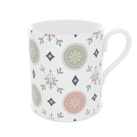 Vintage Chic Fine Bone China Mug - Floral Design