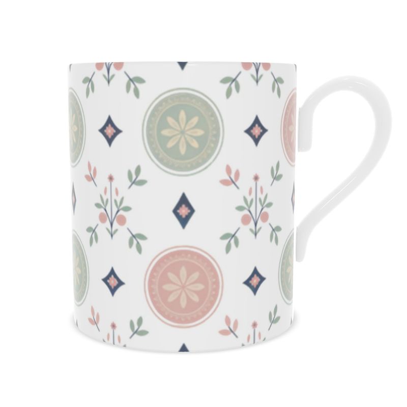 Vintage Chic Fine Bone China Mug - Floral Design
