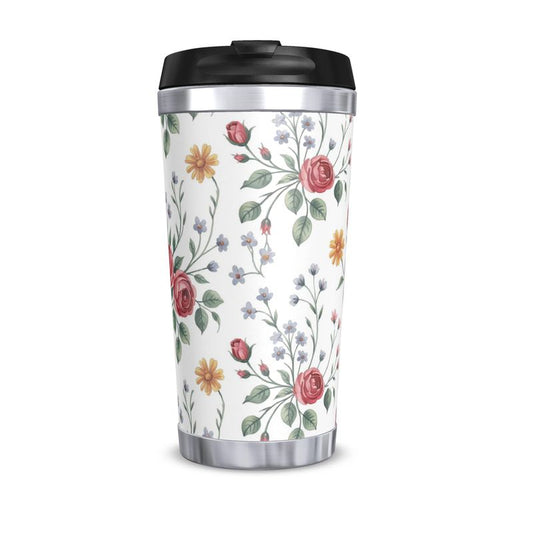 Decorative Floral Travel Mug - Elegant and Delicate