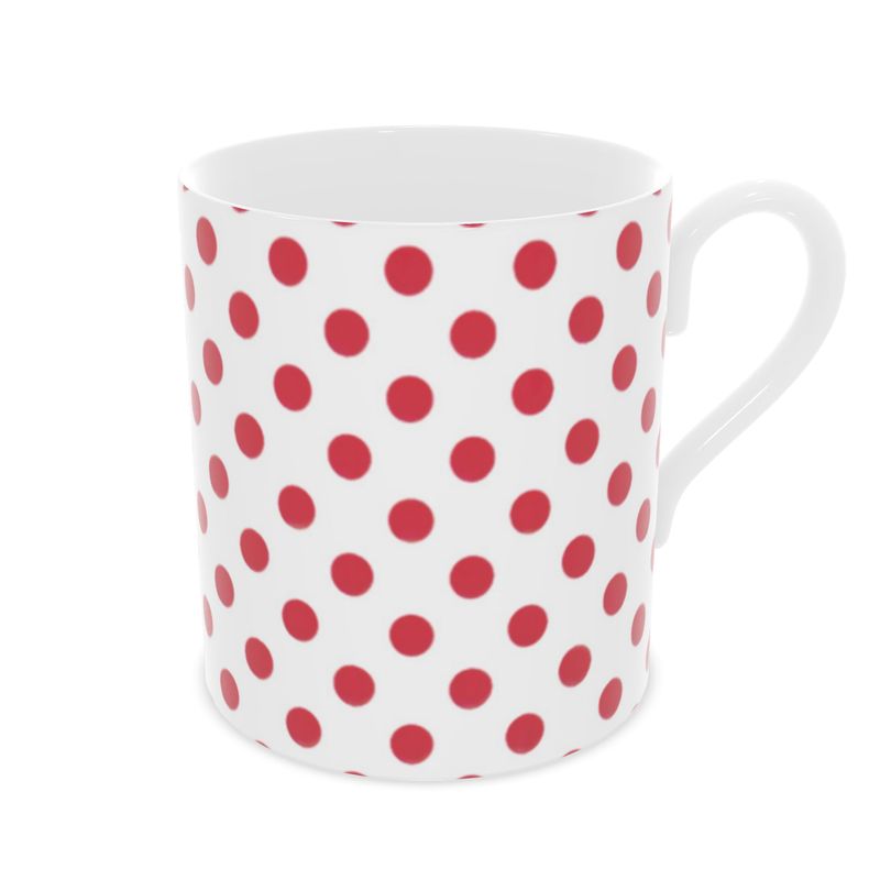 Classic Red Polka Dot Fine Bone China Mug, Tea Lover's Gift