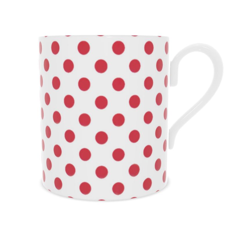 Classic Red Polka Dot Fine Bone China Mug, Tea Lover's Gift