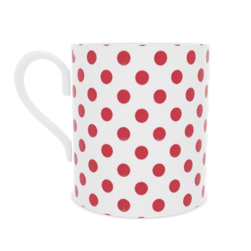 Classic Red Polka Dot Fine Bone China Mug, Tea Lover's Gift