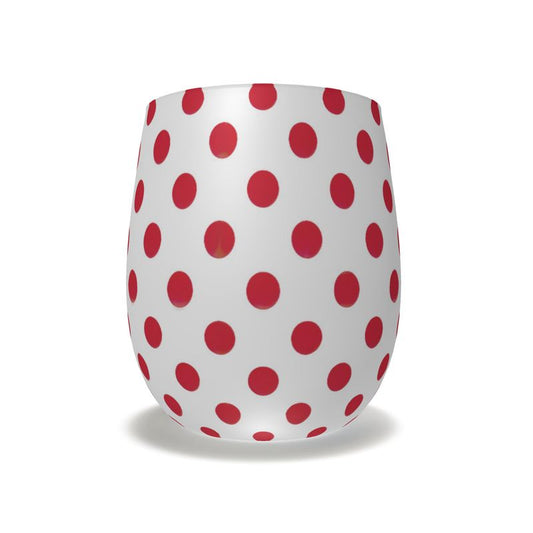 Unique Red Crystal Water Glass with Polka Dot Design