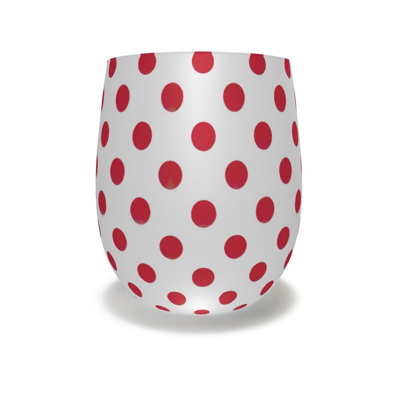 Unique Red Crystal Water Glass with Polka Dot Design