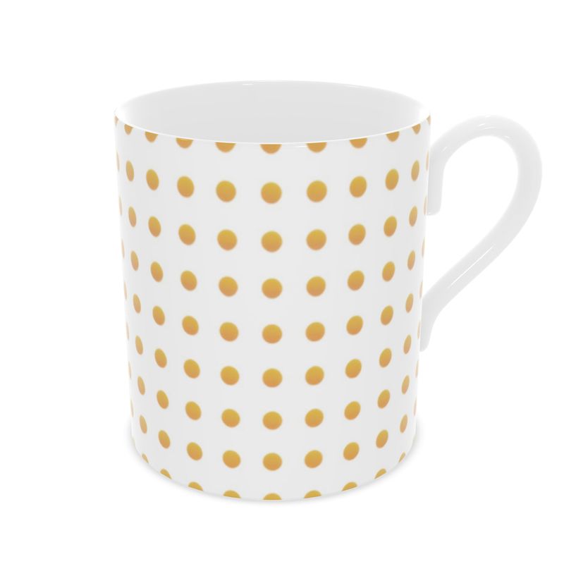 Vintage-Inspired Yellow Polka Dot Tea Cup, Fine Bone China