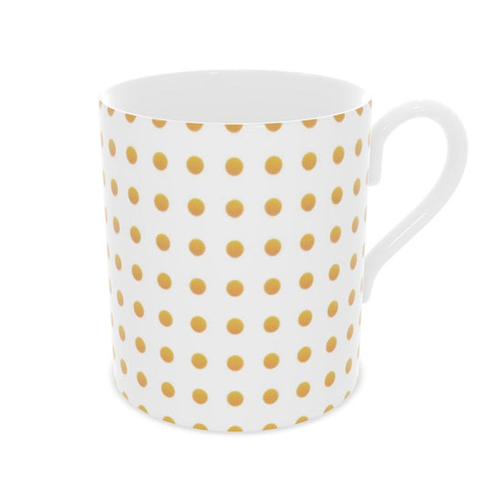 Vintage-Inspired Yellow Polka Dot Tea Cup, Fine Bone China