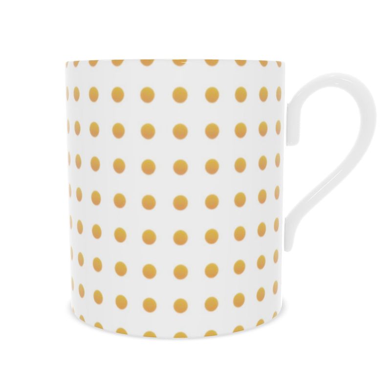Vintage-Inspired Yellow Polka Dot Tea Cup, Fine Bone China