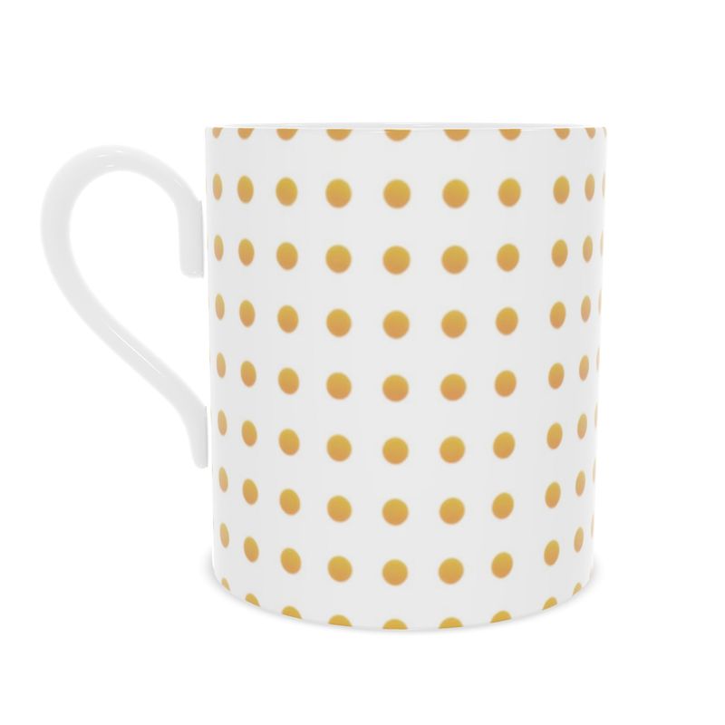 Vintage-Inspired Yellow Polka Dot Tea Cup, Fine Bone China